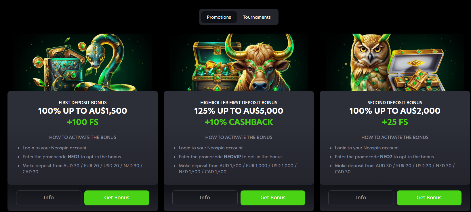 Neospin Casino Bonus Codes